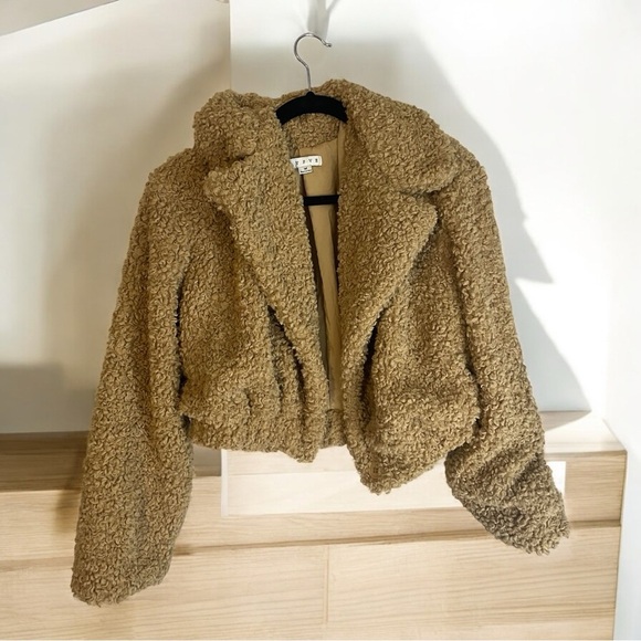HYFVE Tan Teddy Jacket Cozy Cropped Design - Picture 2 of 7
